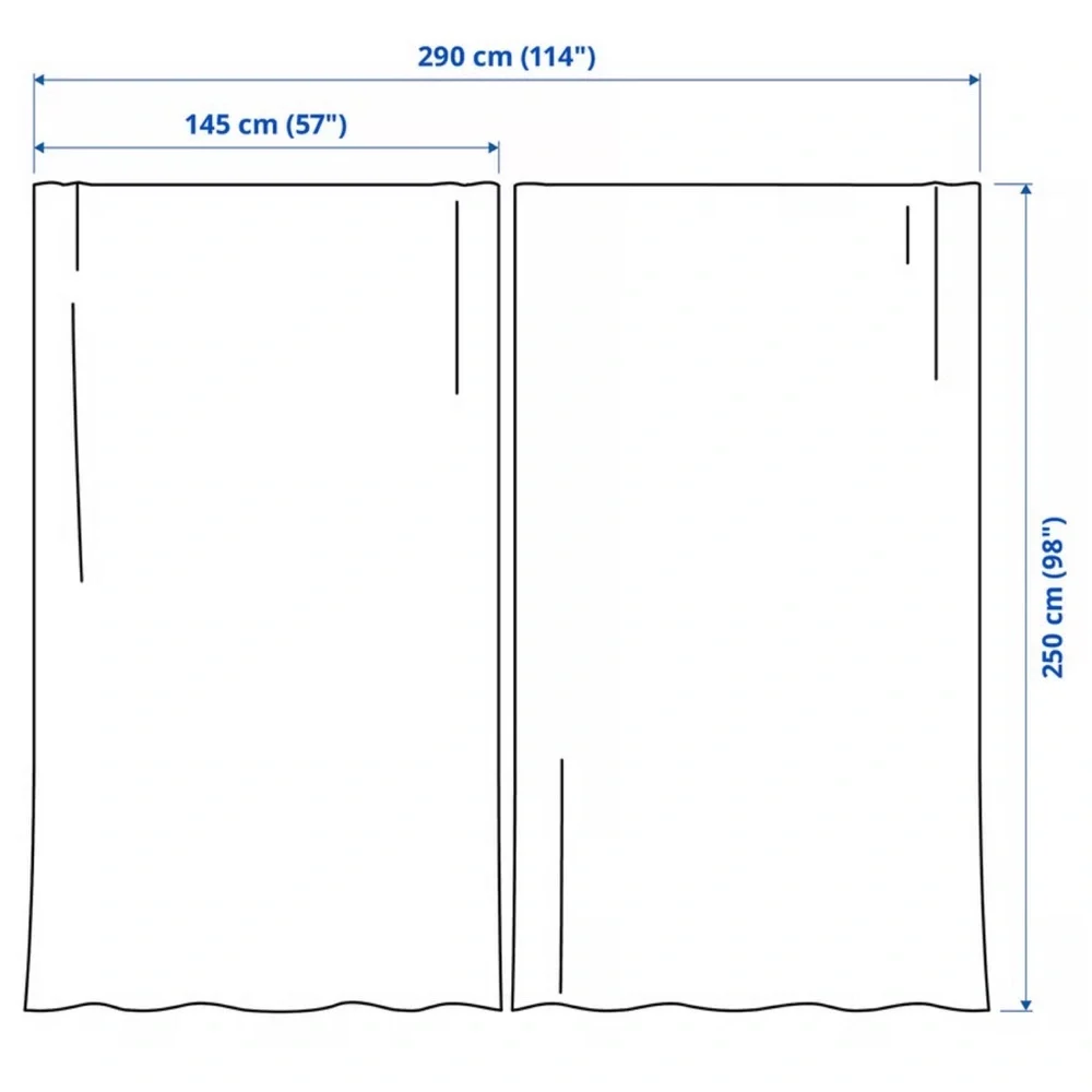 New IKEA white Sheer Curtains 2pc size 145cm 57” inches by 98” inches